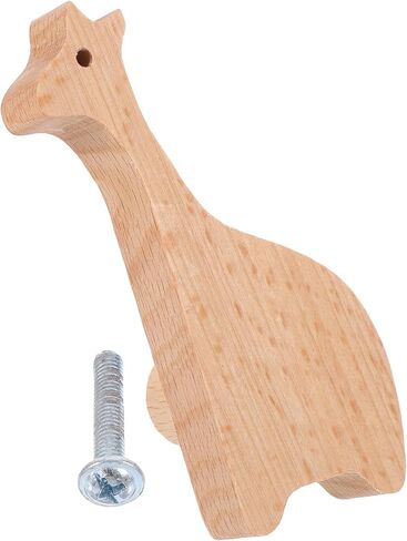 Luxshiny Giraffe Cabinet Knob Wooden Furniture Pull Solid Beech Wood Cartoon Cupboard Knobs for ’ Room Wardrobe Drawer Handles with Screws in Kuwait