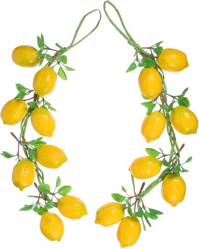 Gatuida 2pcs Simulation Lemon String Decorative Fruit String, Foam, Green, 20.47 x 2.75 x 1.96 Inch, Hanging Lemon Ornament for Home Kitchen Farmhouse Party Wall Decoration in Saudi Arabia