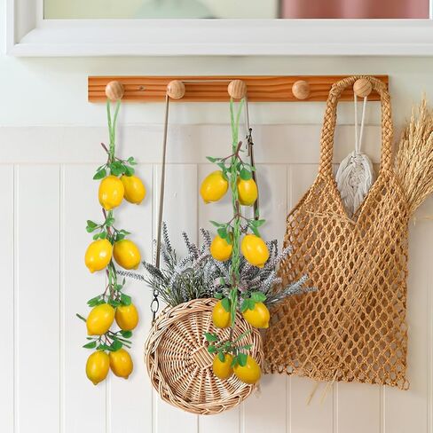Gatuida 2pcs Simulation Lemon String Decorative Fruit String, Foam, Green, 20.47 x 2.75 x 1.96 Inch, Hanging Lemon Ornament for Home Kitchen Farmhouse Party Wall Decoration in Saudi Arabia