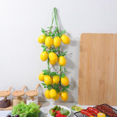 Gatuida 2pcs Simulation Lemon String Decorative Fruit String, Foam, Green, 20.47 x 2.75 x 1.96 Inch, Hanging Lemon Ornament for Home Kitchen Farmhouse Party Wall Decoration in Saudi Arabia