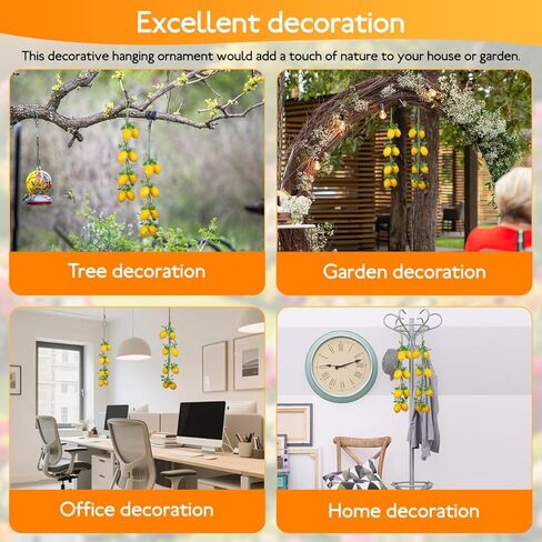 Gatuida 2pcs Simulation Lemon String Decorative Fruit String, Foam, Green, 20.47 x 2.75 x 1.96 Inch, Hanging Lemon Ornament for Home Kitchen Farmhouse Party Wall Decoration in Saudi Arabia