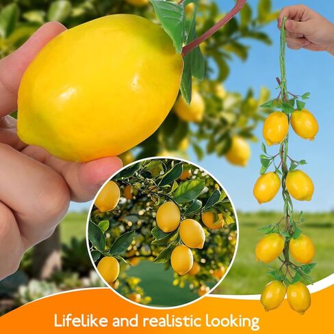 Gatuida 2pcs Simulation Lemon String Decorative Fruit String, Foam, Green, 20.47 x 2.75 x 1.96 Inch, Hanging Lemon Ornament for Home Kitchen Farmhouse Party Wall Decoration in Saudi Arabia