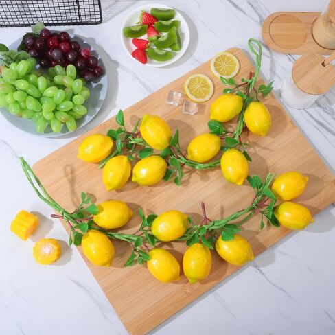 Gatuida 2pcs Simulation Lemon String Decorative Fruit String, Foam, Green, 20.47 x 2.75 x 1.96 Inch, Hanging Lemon Ornament for Home Kitchen Farmhouse Party Wall Decoration in Saudi Arabia