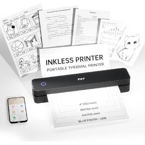 طابعات PRT المحمولة لاسلكية للسفر - طابعة حرارية بلوتوث تدعم 8.5 بوصة × 11 بوصة، طابعة بدون حبر متوافقة مع الهاتف المحمول للاستخدام المنزلي والمكتب والمدرسة، أسود in Kuwait