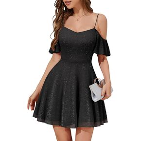 Meetjen Womens Short Cocktail Dresses 2026 Formal Party Sparkly Sequin Graduation Off Shoulder Prom Dress for Teens in Kuwait