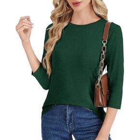 GAYHAY 3/4 Length Sleeve Womens Tops - Crew Neck T Shirts Casual Blouses Loose Fit Spring Summer Vacation Clothes 2026 in Kuwait