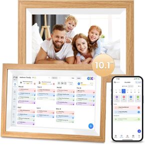 تقويم رقمي 10.1 بوصة مع إطار خشبي، تقويم إلكتروني واي فاي بشاشة تعمل باللمس، مخطط عائلي ذكي لخطط الوجبات، عرض الصور وقائمة المهام، قابل للتركيب على الحائط والمكتب، تقويم إطار الصورة للنساء وعيد ميلاد الزفاف in Kuwait