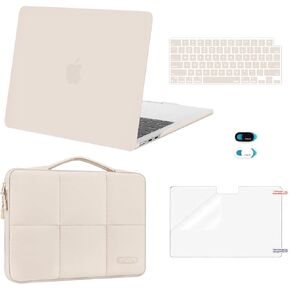 حافظة MOSISO متوافقة مع جهاز MacBook Air 13 بوصة 2026 2025 2024 2023 2022 M4 A3240 M3 A3113 M2 A2681، حافظة صلبة وستة شبكات حقيبة منتفخة وغطاء لوحة مفاتيح وغطاء كاميرا ويب وفيلم شاشة لجهاز MacBook Air 13.6 بوصة، رملي in Kuwait