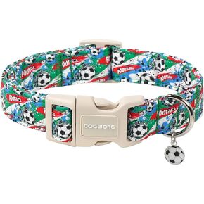 DOGWONG St Patrick's Dog Collar, Green Clover Pet Collar Cotton Shamrock Pet Collar Cute Puppy Collar Adjustable Pet Dog Collars for Medium Dogs,M in Kuwait