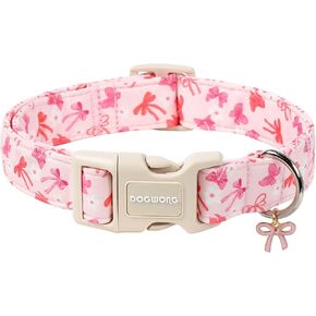 DOGWONG St Patrick's Dog Collar, Green Clover Pet Collar Cotton Shamrock Pet Collar Cute Puppy Collar Adjustable Pet Dog Collars for Medium Dogs,M in Kuwait