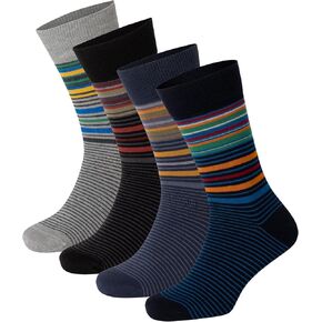 Men’s Seamless Business Dress Socks, 4-Pack Colorful Striped Crew, Cotton Blend with Stretch, OEKO-TEX Standard 100 in Saudi Arabia