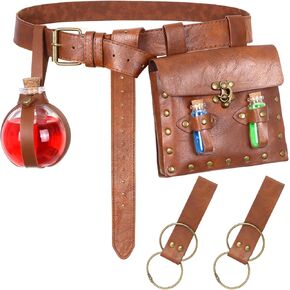 Renaissance Alchemy Belt Pouch Set - 5PCS Medieval Accessories with Potion Bottle & Skirt Hike for Halloween Cosplay in Saudi Arabia