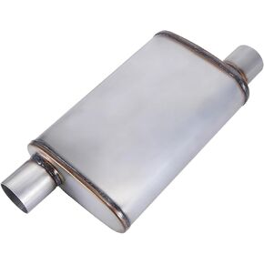 Exhaust Muffler Universal 2.5" Inlet/Outlet, Overall Length 20" 409 Stainless Straight-Through Performance Muffler for Cars Trucks in Kuwait