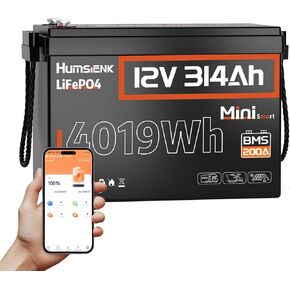بطارية HumsiENK 12V 100Ah LiFePO4 - حجم المجموعة 24 للمحرك البحري/الصيد، مدمج 100 أمبير BMS، 15000+ بطارية ليثيوم ذات دورة عميقة مع قطع منخفض لدرجة الحرارة للمركبات الترفيهية/التخييم/خارج الشبكة in Kuwait