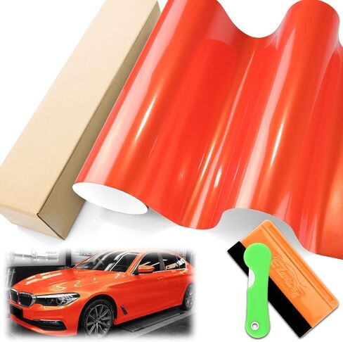 Super Gloss Metallic Orange Automotive Vinyl Wrap Car Vehicle Bubble Free Air Release 12"x60" (1FTx5FT) in Saudi Arabia