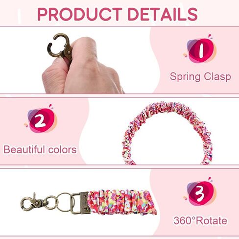 3 قطع حبل سكرانشي للنساء، حامل شارة قابل للسحب مع مشبك - حامل بطاقة هوية مرن قابل للتمدد للعمل، مكتب الممرضات، تصميم طباعة الأزهار in Kuwait