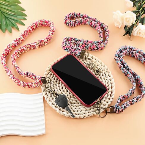 3 قطع حبل سكرانشي للنساء، حامل شارة قابل للسحب مع مشبك - حامل بطاقة هوية مرن قابل للتمدد للعمل، مكتب الممرضات، تصميم طباعة الأزهار in Kuwait