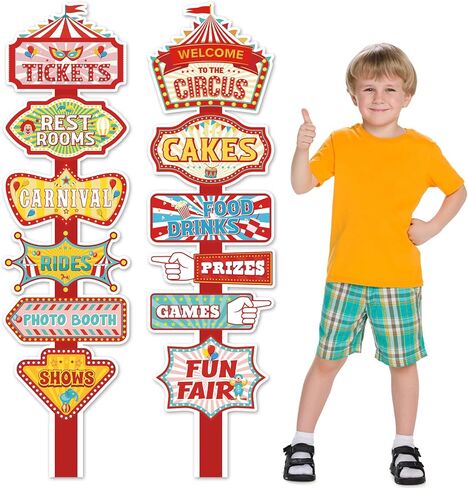 2 Sets Carnival Circus Theme Party Decoration 51.2" H Directional Signs Circus Welcome Sign Photo Props for Carnival Birthday Party Outdoor Lawn Yard Patio Decorations in Saudi Arabia