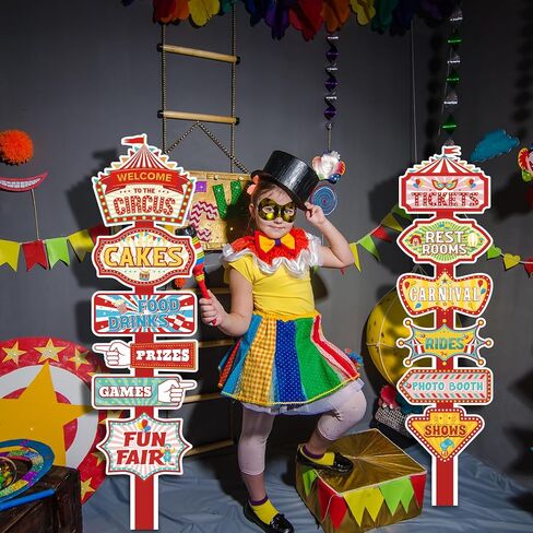 2 Sets Carnival Circus Theme Party Decoration 51.2" H Directional Signs Circus Welcome Sign Photo Props for Carnival Birthday Party Outdoor Lawn Yard Patio Decorations in Saudi Arabia