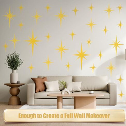 mixteach 100pcs giltter starburst القواطع الذهب ورقة الرجعية الذرية النجوم 4 أحجام التألق منتصف القرن الحديثة نجمة ديكور جدار الشارات لذكرى الزفاف حزب المنزل مدرسة مكتب ديكور in Saudi Arabia