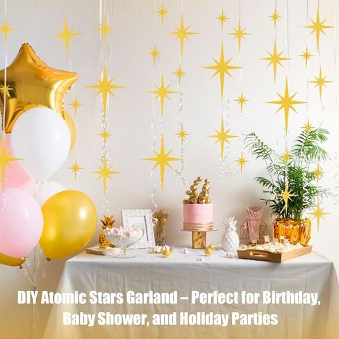 mixteach 100pcs giltter starburst القواطع الذهب ورقة الرجعية الذرية النجوم 4 أحجام التألق منتصف القرن الحديثة نجمة ديكور جدار الشارات لذكرى الزفاف حزب المنزل مدرسة مكتب ديكور in Saudi Arabia