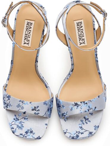 صندل Caia ذو نعل سميك من Badgley Mischka، زهور زرقاء، 7.5 in Kuwait