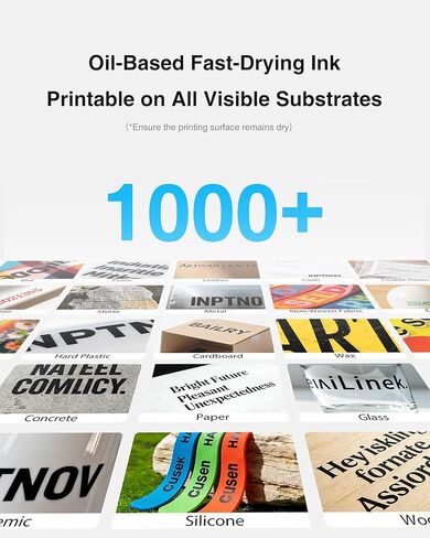 طابعة نفث الحبر المحمولة للشعار، رقم الدفعة، تاريخ انتهاء الصلاحية، الرقم التسلسلي للرمز الشريطي على أي شيء زجاجي، خشب، بلاستيك، كرتون، ملابس معدنية، حبر سريع الجفاف 42 مل، آخر 16 ساعة، فوهة 0.5 بوصة in Saudi Arabia