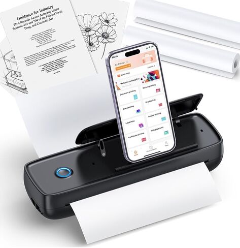 طابعة Aixiqee المحمولة + ورق + حافظة in Kuwait