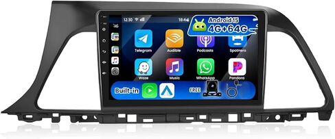 [4G+64G] Android 13 Car Stereo for Hyundai Sonata 2015-2017 with Wireless CarPlay Android Auto,9" Touchscreen Car Radio with Mirror Link Voice Control WiFi/GPS,Bluetooth,FM/RDS,SWC+Backup Camera in Kuwait