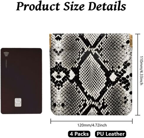 Peacoblue 4Pcs Small Leather Squeeze Coin Purse for Women-Snakeskin Pattern Waterproof & Durable Snap Closure Change Pouch Mini Money Wallet Bag for Adult Teen Girls Best Gift in Saudi Arabia