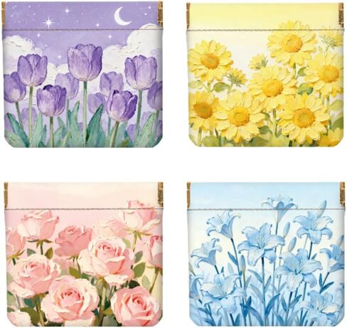 Peacoblue 4Pcs Small Leather Squeeze Coin Purse for Women-Snakeskin Pattern Waterproof & Durable Snap Closure Change Pouch Mini Money Wallet Bag for Adult Teen Girls Best Gift in Saudi Arabia