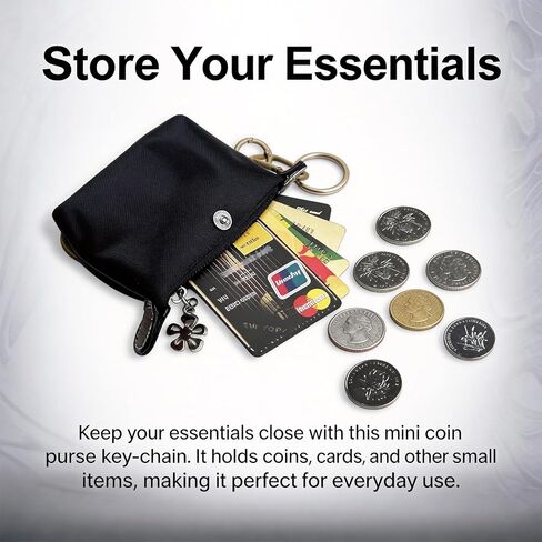 Mini Coin Purse Keychain, Mini Pouch Keychain with Zipper, Small Coin Purse for Cards and Cash, Lightweight Change Purse for Outdoor and Daily Use in Kuwait