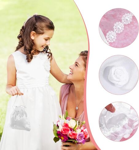 BESPORTBLE Satin Bridal Wedding Money Bag: with Lace Flower and Pearl Decoration for Dance Bridal Purse Wedding Favor in Saudi Arabia