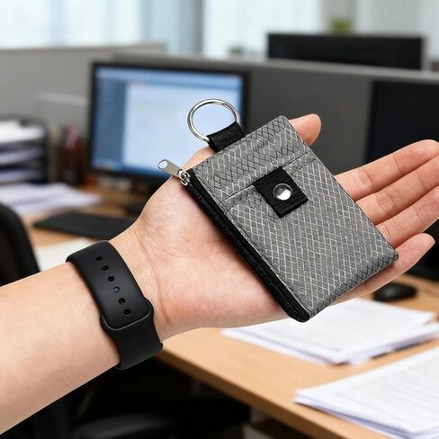 1Pc Dark Gray Multifunctional Card Bag, Keychain, RFID Anti-theft Brush, Ultra-thin Mini Wallet, Compact Card Holder That Can Be Hung On The Neck in Saudi Arabia