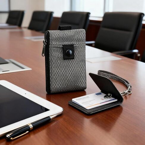 1Pc Dark Gray Multifunctional Card Bag, Keychain, RFID Anti-theft Brush, Ultra-thin Mini Wallet, Compact Card Holder That Can Be Hung On The Neck in Saudi Arabia