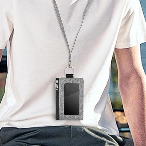 1Pc Dark Gray Multifunctional Card Bag, Keychain, RFID Anti-theft Brush, Ultra-thin Mini Wallet, Compact Card Holder That Can Be Hung On The Neck in Saudi Arabia