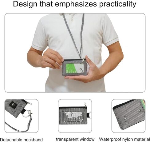 1Pc Dark Gray Multifunctional Card Bag, Keychain, RFID Anti-theft Brush, Ultra-thin Mini Wallet, Compact Card Holder That Can Be Hung On The Neck in Saudi Arabia