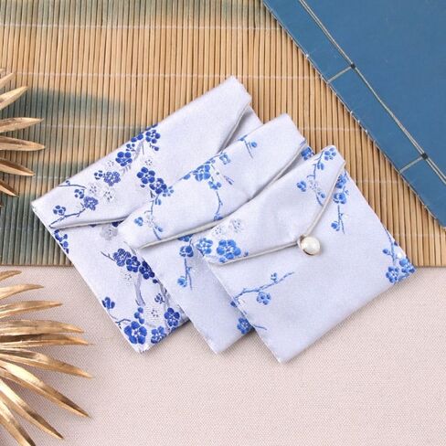 Jewelry Storage Pouch Embroidery Chinese Style Coin Purse Case Brocade Cloth Jewellery Bags(White) in Saudi Arabia