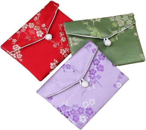 Jewelry Storage Pouch Embroidery Chinese Style Coin Purse Case Brocade Cloth Jewellery Bags(White) in Saudi Arabia