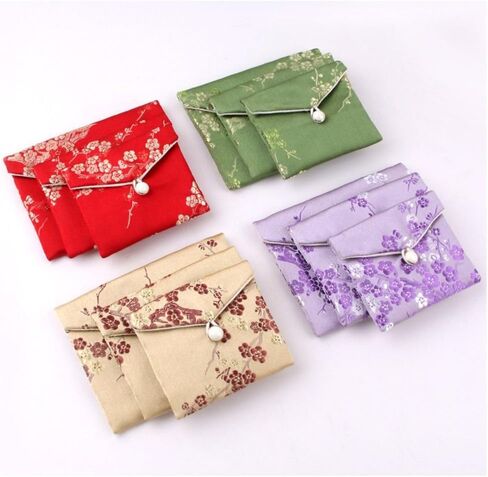 Jewelry Storage Pouch Embroidery Chinese Style Coin Purse Case Brocade Cloth Jewellery Bags(White) in Saudi Arabia