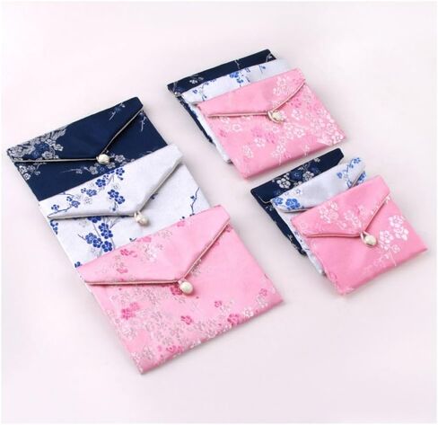 Jewelry Storage Pouch Embroidery Chinese Style Coin Purse Case Brocade Cloth Jewellery Bags(White) in Saudi Arabia