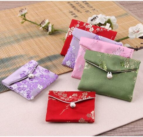 Jewelry Storage Pouch Embroidery Chinese Style Coin Purse Case Brocade Cloth Jewellery Bags(White) in Saudi Arabia