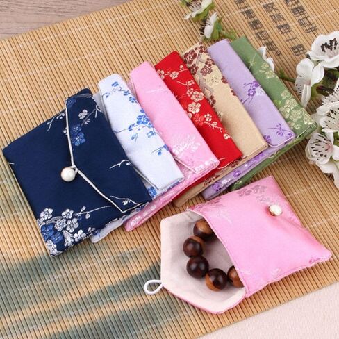 Jewelry Storage Pouch Embroidery Chinese Style Coin Purse Case Brocade Cloth Jewellery Bags(White) in Saudi Arabia