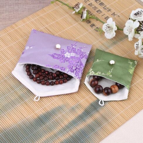 Jewelry Storage Pouch Embroidery Chinese Style Coin Purse Case Brocade Cloth Jewellery Bags(White) in Saudi Arabia