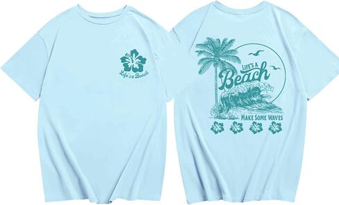 Fkatuzi لطيف هاواي تي شيرت للفتيات الاطفال الشاطئ زهرة الكركديه قميص شجرة النخيل الجرافيك تيز الاستوائية عطلة قطنية عالية الجودة in Kuwait