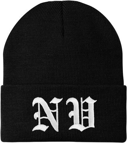 Trendy Apparel Shop Nevada NV Old English Embroidered Long Cuff Beanie in Saudi Arabia