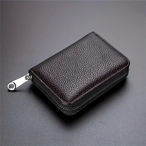 RFID Blocking Zipper Wallet for Men | Card Holder with Multiple Compartments | Secure Travel ID Organizer | Space for 12 Cards, Cash | Metallic Clip Pendant Design (Black: Double-sided 20 cards) in Saudi Arabia