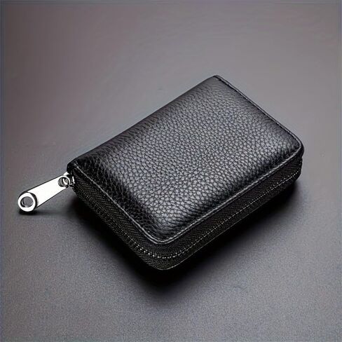 RFID Blocking Zipper Wallet for Men | Card Holder with Multiple Compartments | Secure Travel ID Organizer | Space for 12 Cards, Cash | Metallic Clip Pendant Design (Black: Double-sided 20 cards) in Saudi Arabia