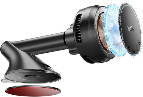 iOttie Velox Qi2 Mini 15W حامل شاحن لاسلكي للسيارة - حامل هاتف السيارة والزجاج الأمامي - حامل iPhone متوافق مع MagSafe للهواتف الذكية Qi2 (iPhone 12، 13، 14، و15) - شاحن سيارة متضمن in Kuwait