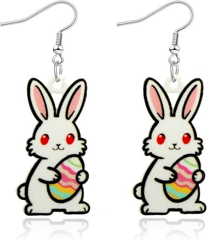 Bunny Easter Earrings for Women, Cute Cartoon Eggs Carrot Rabbit Easter Outfit, Hypoallergenic Lightweight Dangle Earrings, Party Holiday Jewelry Gifts for Her in Saudi Arabia